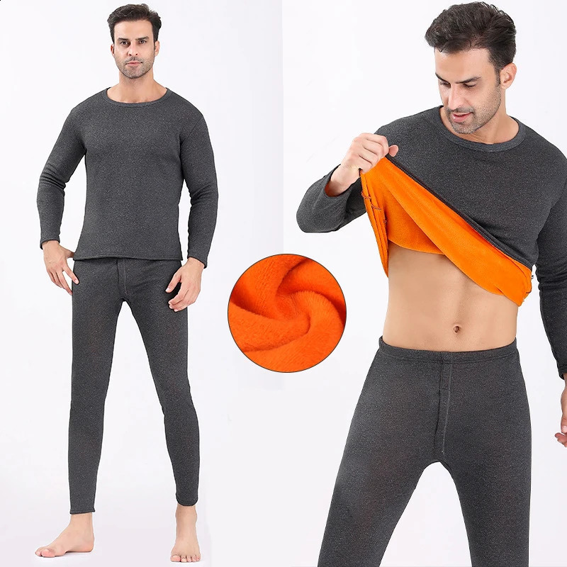 2Pcs Thermal Underwear Set Men Winter Thicken Velvet Clothing Long Johns Mens Fleece Keep Warm Thermo Sets 251023