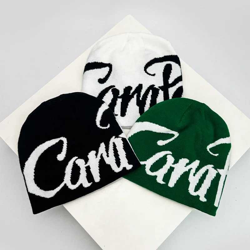 Autumn and Winter New Letter Wool Knitted Hats Color Block Warm Hip Hop Personal Beanies Versatile Street Fashion Niche SkateXJ251023