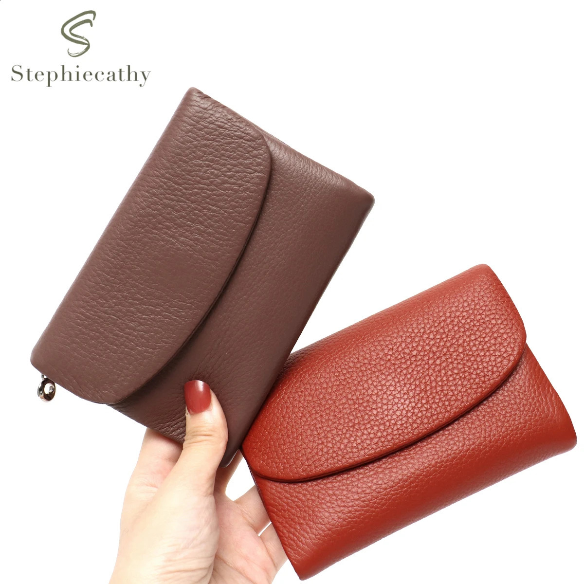 Womens Minimalist Short Wallet Classic Real Leather Magnet Flap Trifold Coin Purse Multi Slots Card Holder Portable Daily Use251023