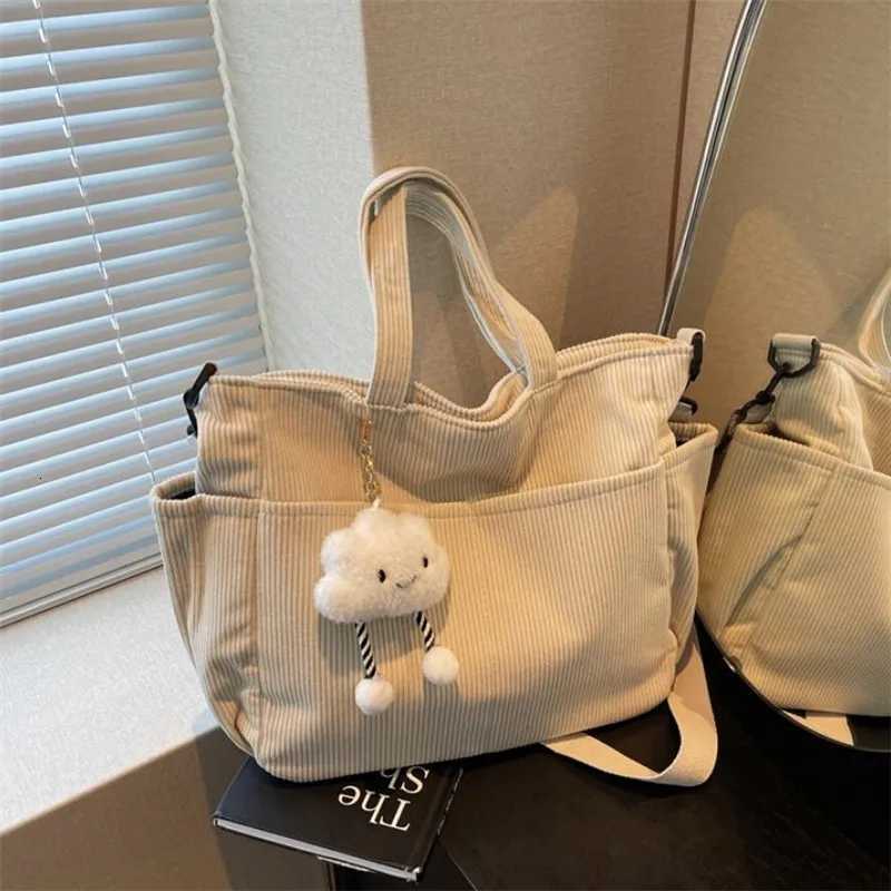 New Corduroy Tote Bag with Zipper Closure Chic Daily Commuter Handbag Shoulder Crossbody Bag Ideal for Shopping Everyday UseL251023