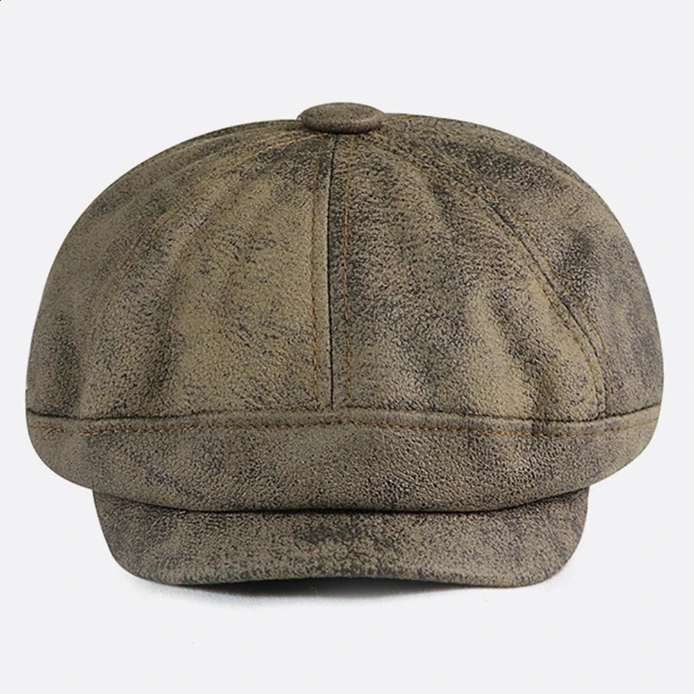 Women Fashion PU Leather Flat Cap Vintage Cabbie Hat Dad Gatsby Ivy Hats Irish Hunting Men sboy Caps 251021