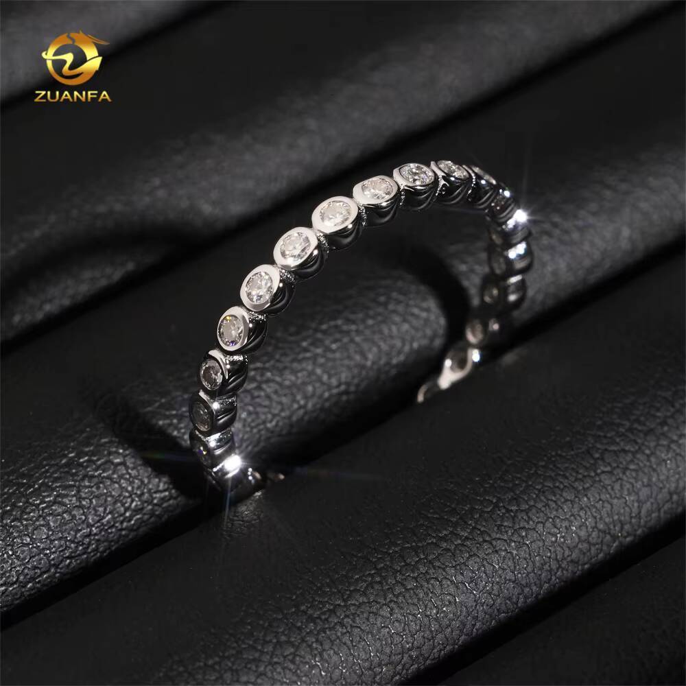 Bezel Set Eternity Ring Pass Diamond Tester Real Moissanite Ring 17mm Band RingCustom Moissanite Rings