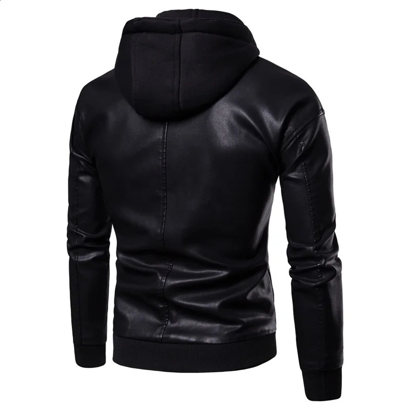 TRAF Top Leather Jacket Mens Autumn And Winter Plus Cashmere Korean Version Of Casual Trend Hooded Biker Work 251015
