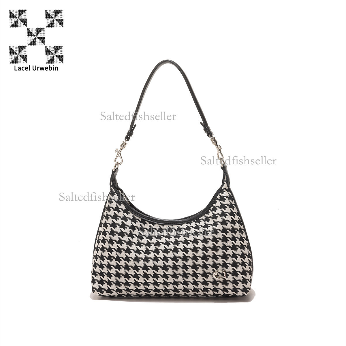 Lacel Urwebin New Women's Thousand Bird Grid Handbag Designer Luxury Fashion Large Capacity Women's Shoulder Bag Suede Zipper Crossbody Bag 
