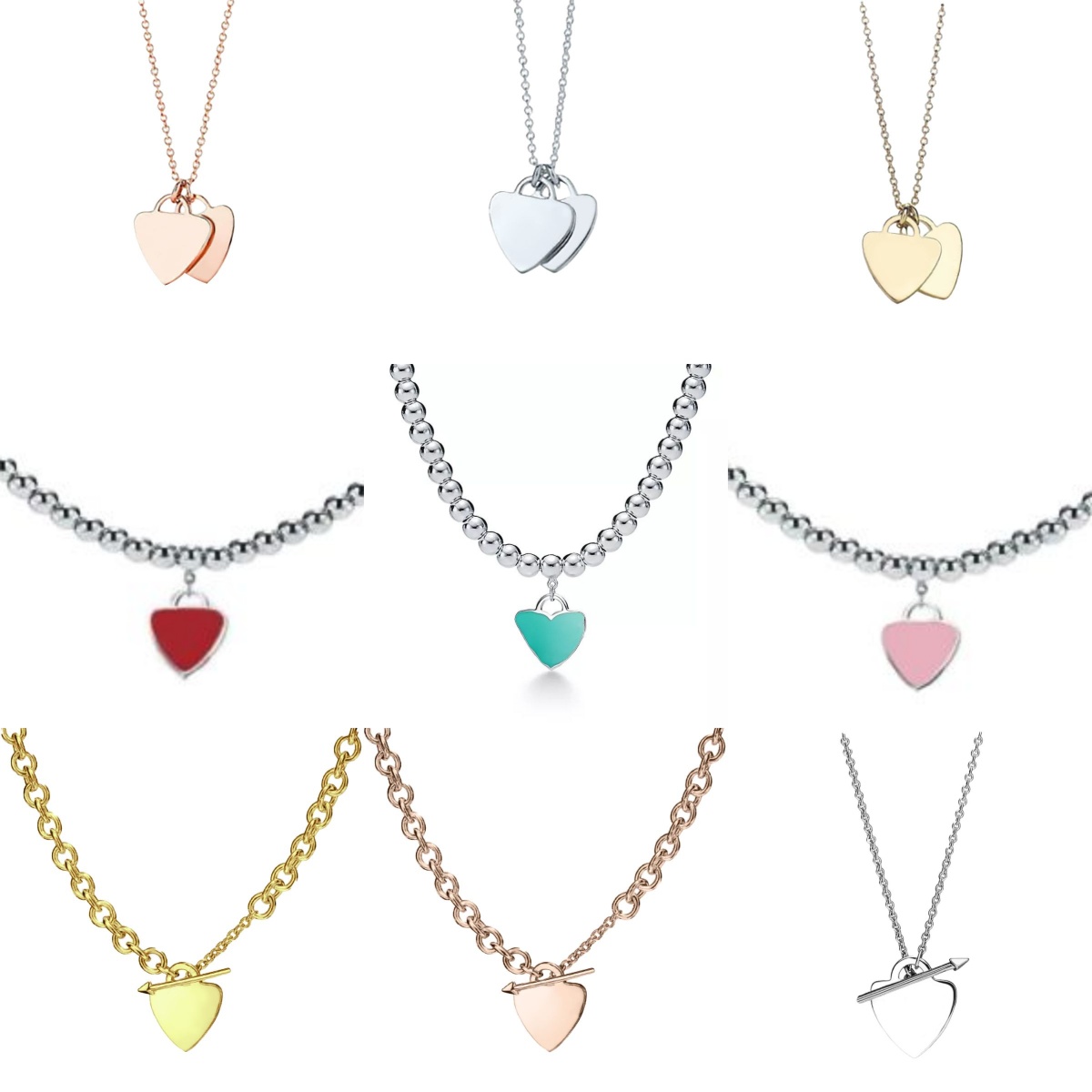 necklace luxury jewelry designer heart charm necklace Luxury Necklaces For Women gold Love Metal Chain Thin Pendant Necklaces womens couples bracelet