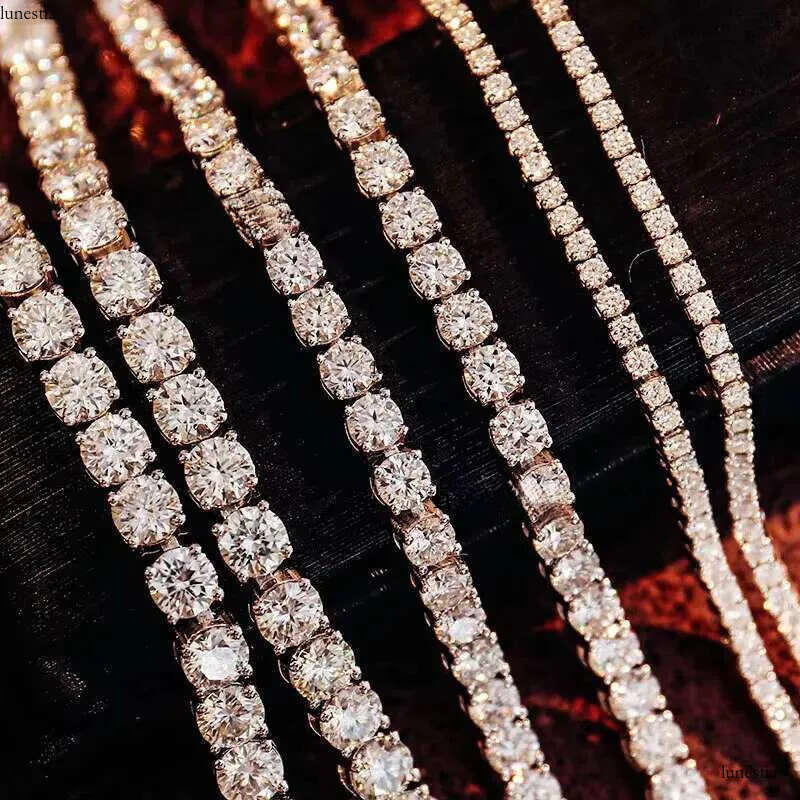 2- 6mm 100% Sterg Sier Moissanite Tennis Chain Trendy White Women's Necklace with k Wholesale