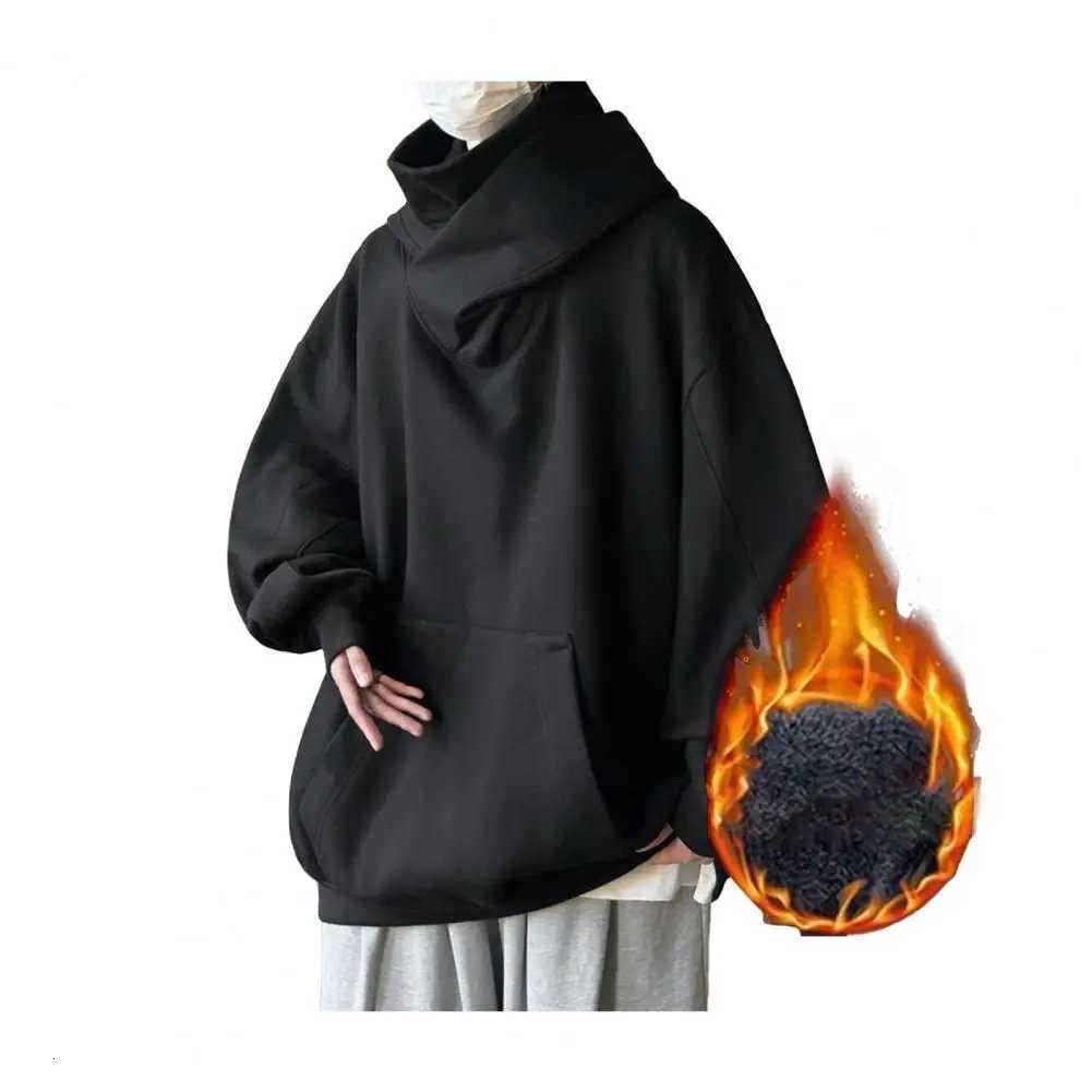 Embroidery Turtleneck Sweatshirt For Men Japanese Ninja Hoodies Autumn Hip Hop Fleece Pocket Streetwear Oversized HoodyT251023