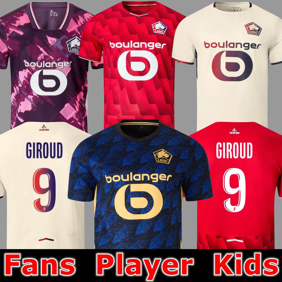 25 26 GIROUD maillots de foot LOSC Lille Soccer Jerseys 2025 2026 HARALDSSO CABELLA J.DAVID E.ZHEGROV Osame Sahraoui Football Shirt men 80th Limited999