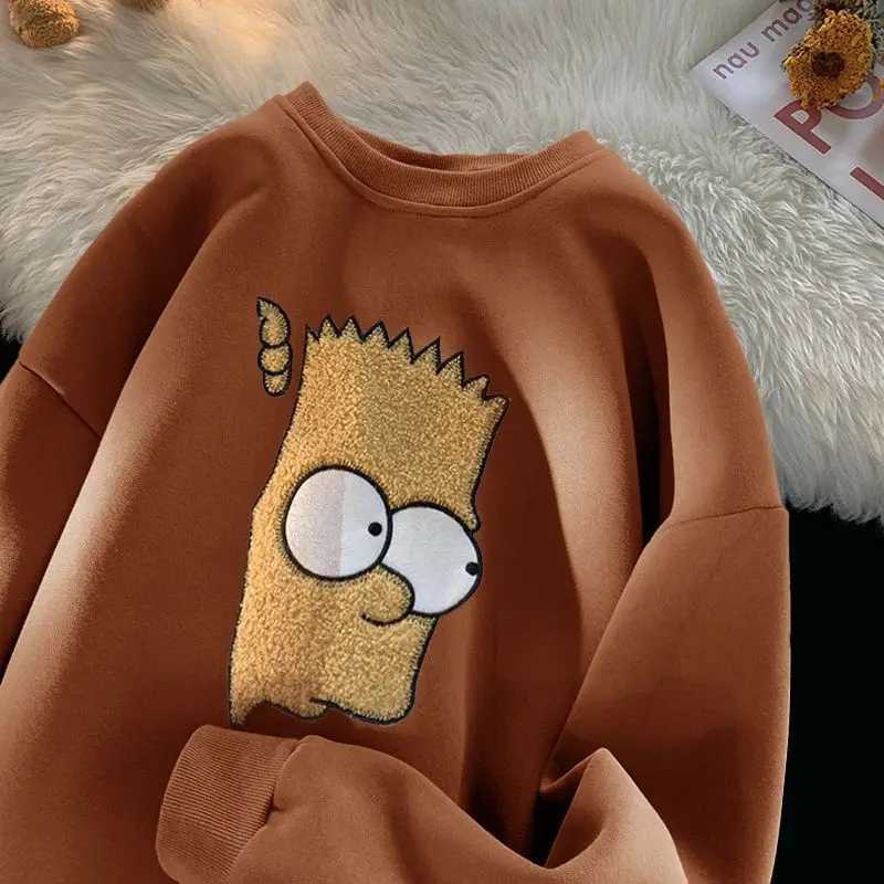 Pure Cotton American Style High Street Pullover Men Chic Autumn Winter New Cartoon Printing Loose Allmatch Crew Neck HoodiesT251023