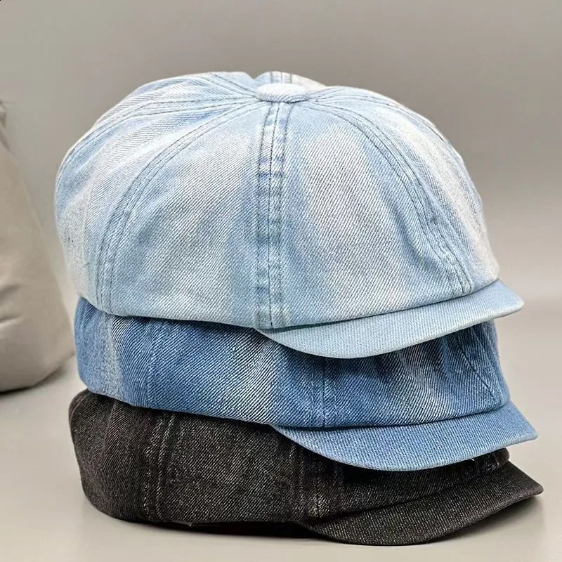 2025 Mens Beret Hats Black Blue sboy Caps Male Outdoor Street Dancing Washed Denim ed Cap Men Classic Kufi Hat Cool 251021
