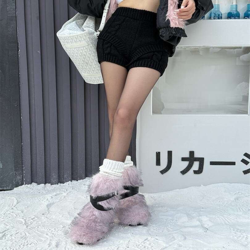 Furry Snow Winter Women's 2025 New Style High-End Thick-Soled Non-Slip Designer Shoe Fluffy Cotton Shoes Mid-Calf Boots