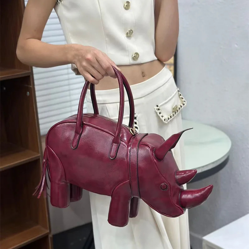 Creative Rhinoshaped Bag Fashion Animal Handbags Highquality Shoulder Crossbody Bags Solid Color Largecapacity Women Bags 251021