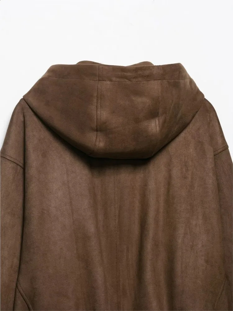 Autumn And Winter Hooded Solid Color Longsleeved Zipper Jacket Top Womens Street Style Bomber Versatile 251018