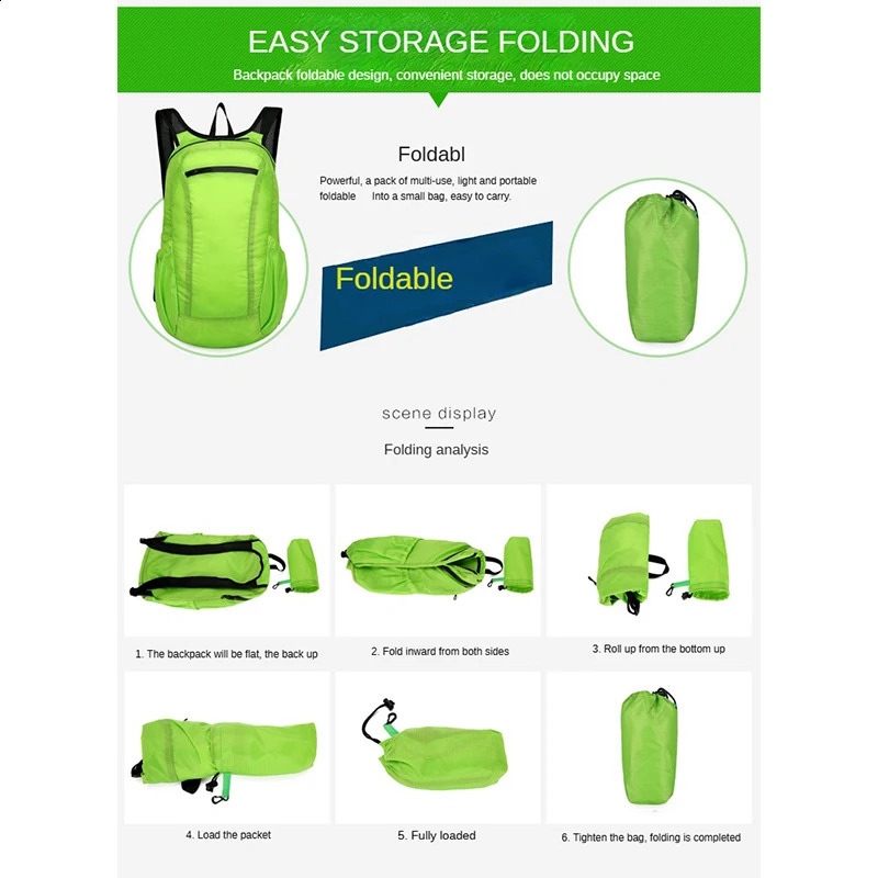 Custom Student Backpack Fashionable Storage Folding Bag Leisure Bag Sports Ultra Light Skin Bag Backpack 251021