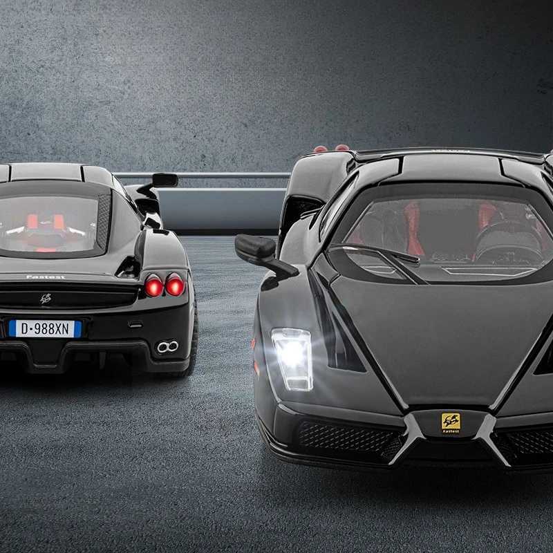 132 Enzo Simulation Toy Car Model DieCast Vehicles Metal Cars Decoration Pull Back Sound And Light Boy Education GiftT251023