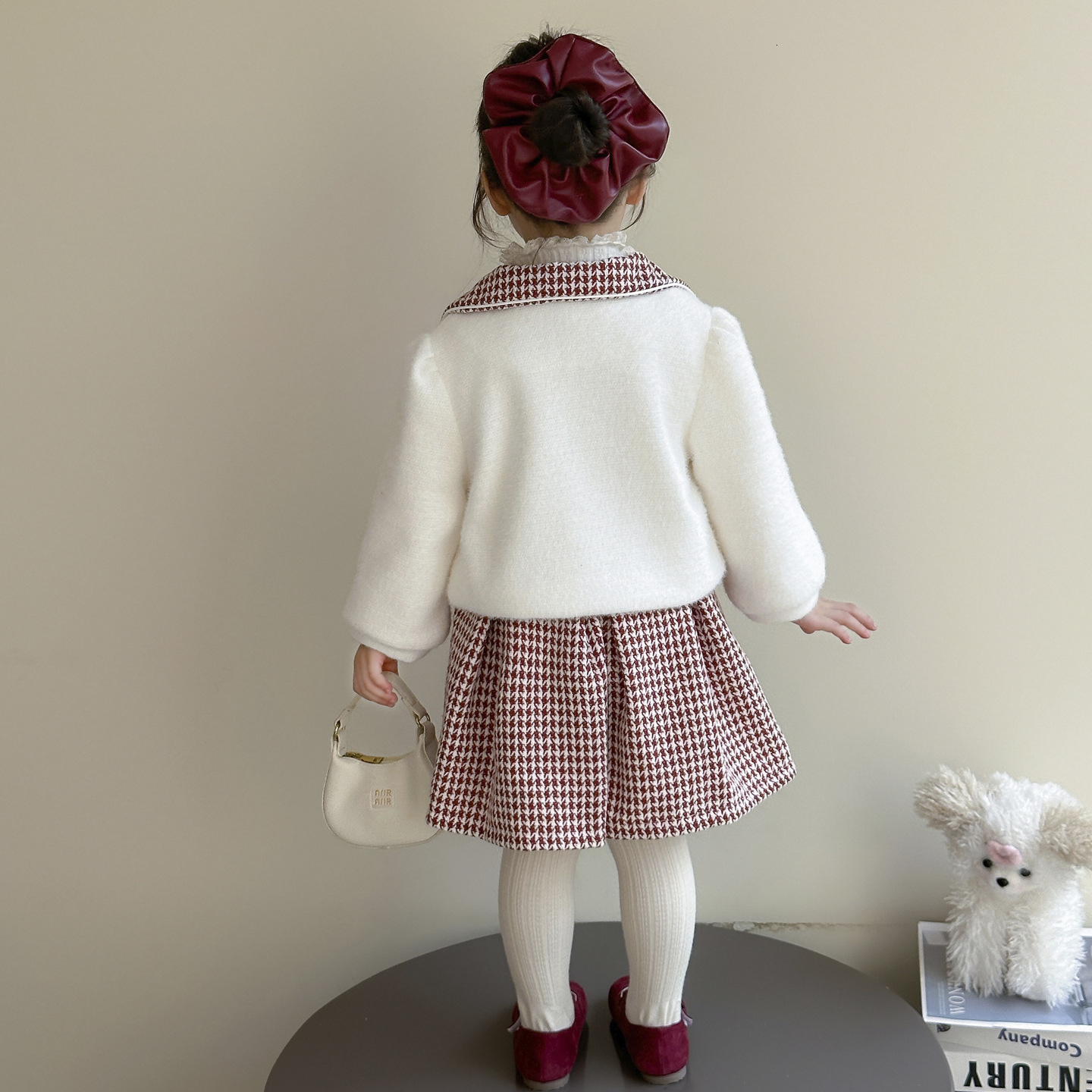 Girl designer fashion dress autumn and winter new fashion children's clothing winter baby girl wool dress fashion set
