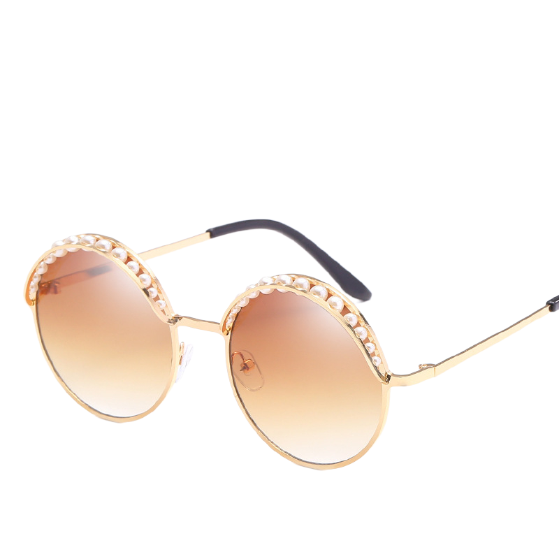Designer sunglasses Round framed pearl sunglasses Fashion trend women's sunglasses Flower Cat's ears shape UV resistant glasses Luxury sungl