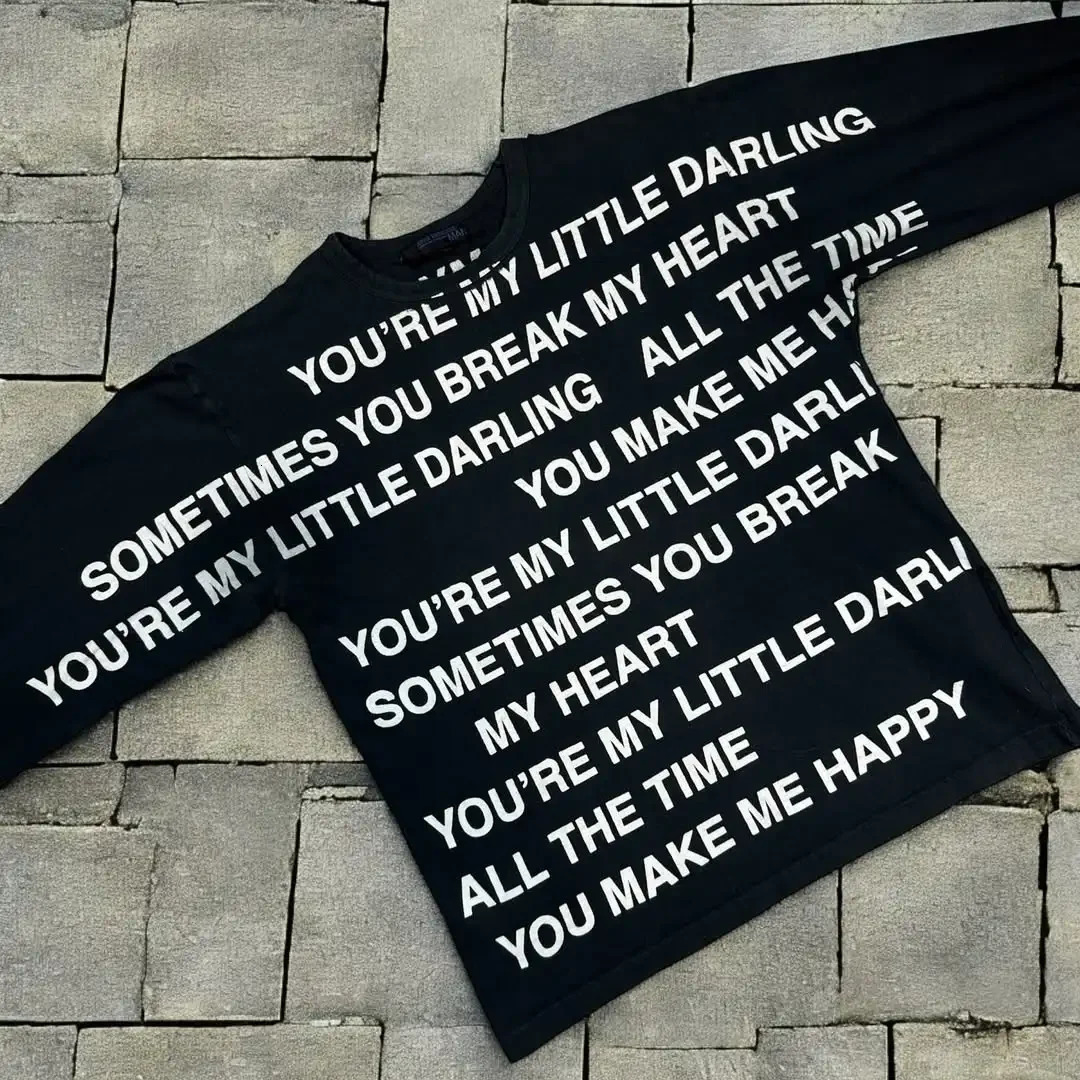 Black Gothic Punk Letter Print Long Sleeve TShirt Men And Women Y2k American 2000s Retro Fashion Casual Loose Streetwear 251020