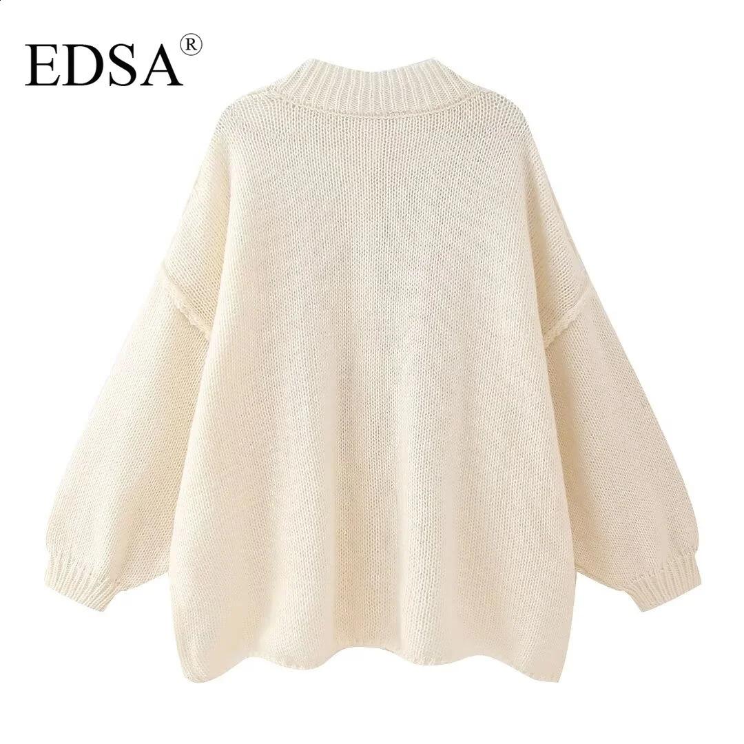 EDSA Women Basic Casual Loose Button Plain Knit Sweater Solid Coat Autumn Winter Fasion Lazy Cozy 251022