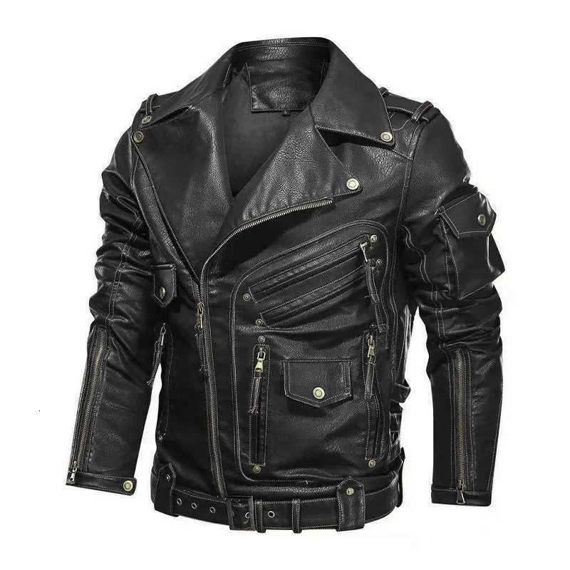 Cool Zipper Pockets Leather Coats Clothing Fashion Winter Mens Leather Jacket Men Fashion Motorcycle PU Leather Jacket W251023