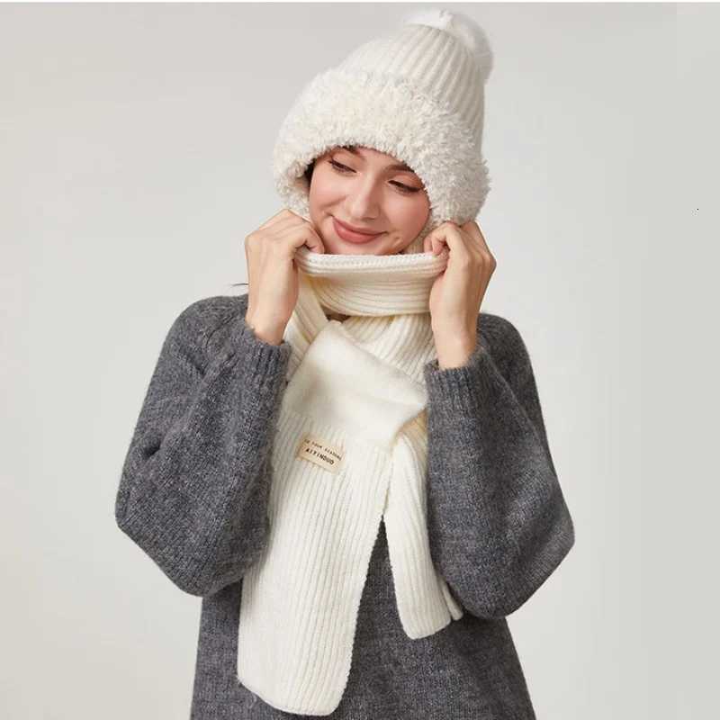 Winter Hat with Long Scarf Wens Outdoor Knitted OnePiece Hat with Ear Neck Protection DoubLayer FeceLi WarmthW251023