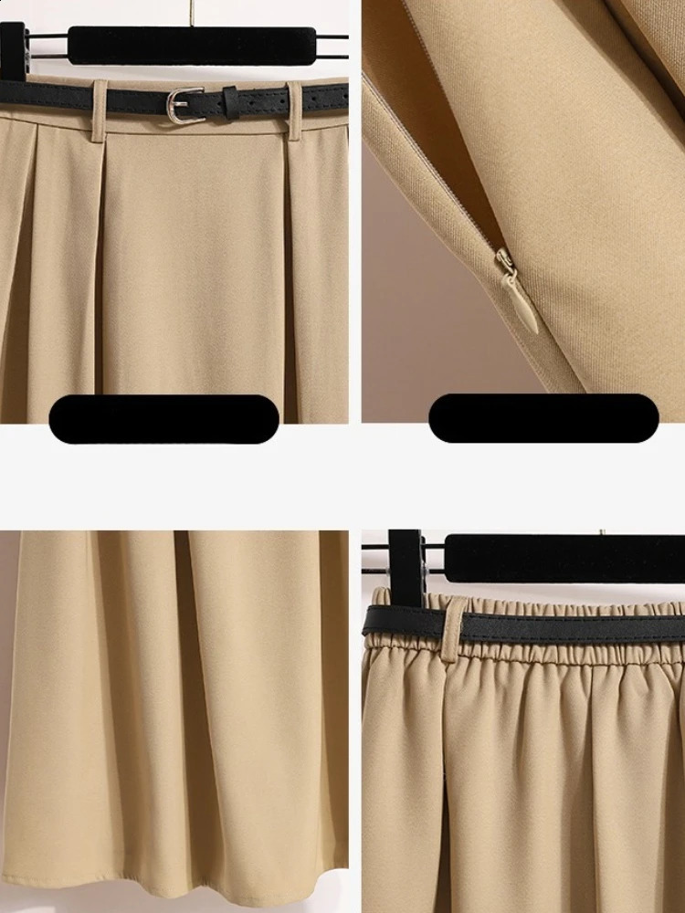 Plus Size Women Skirt Autumn Winter High Waist A Line Long Korean Style Pleated Maxi Skirts Womens 251022