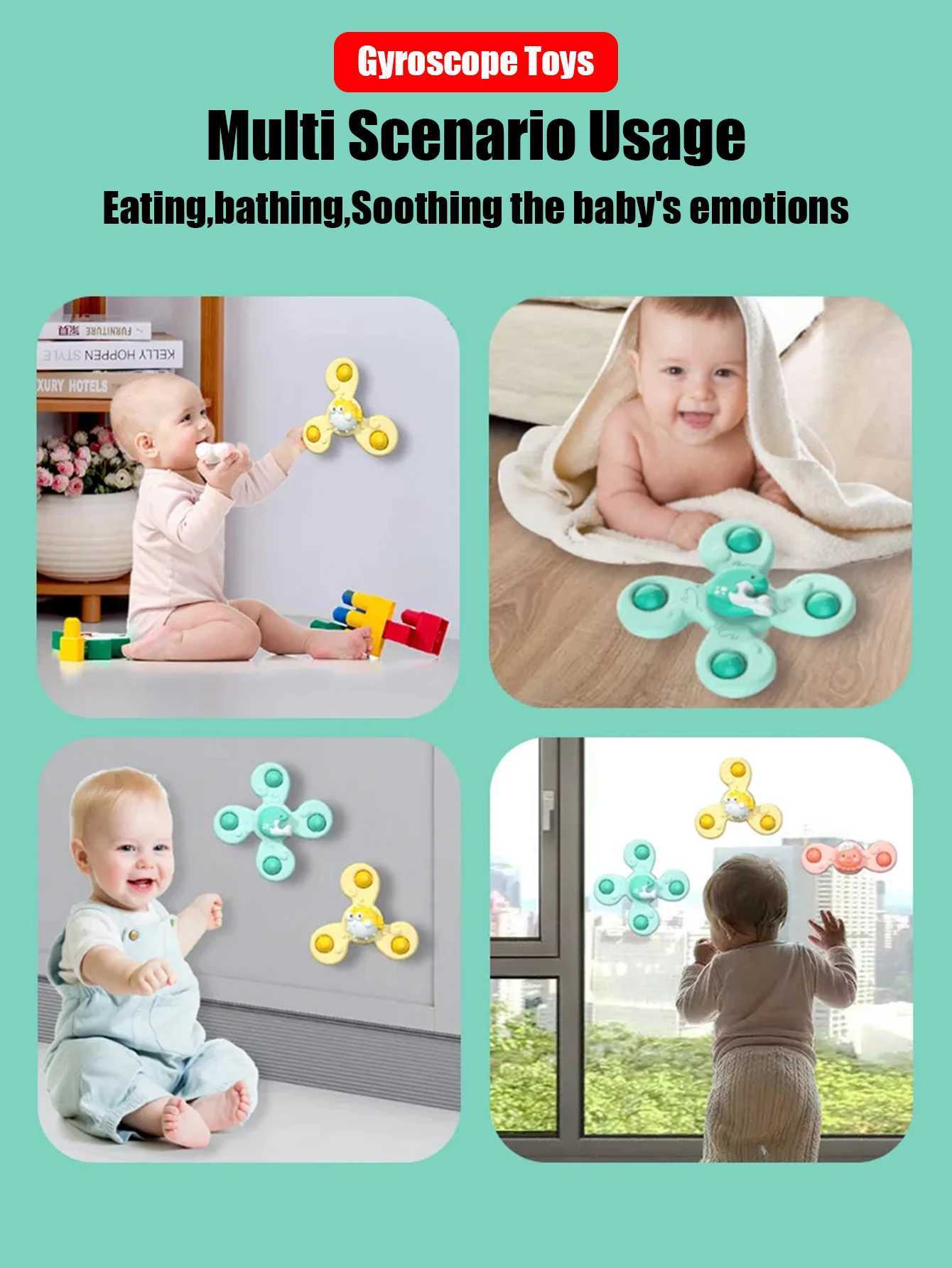3PcsSet Baby Bath Toys Funny Bathing Sucker Spinner Suction Cup Cartoon Rattles Fidget Educational Toys For Children Boys Gift J251023