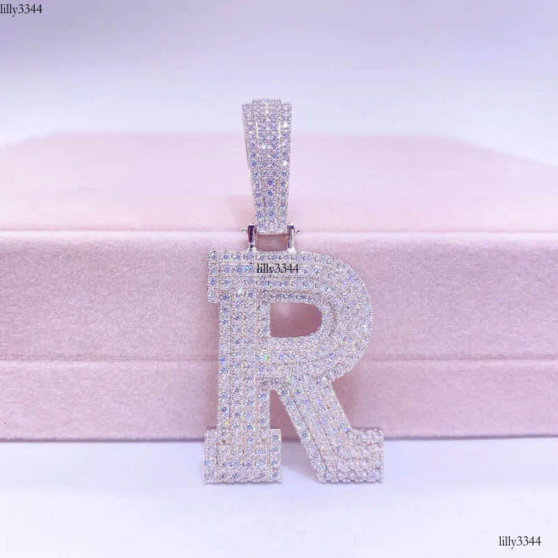Vermeil Sterling Sier Necklace Hip Hop Fine Jewelry Iced Out VVS Moissanite Dia Initial Letters Pendant Necklaces Men