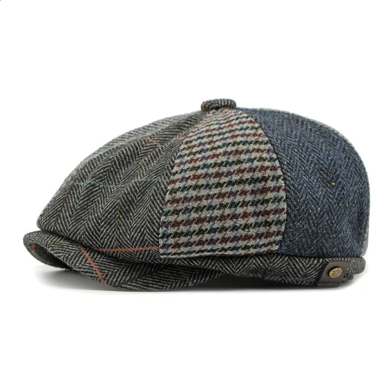 Four Seasons Cotton Plaid Print sboy Caps Flat ed Cap Men and Women Painter Beret Hats 138 251021