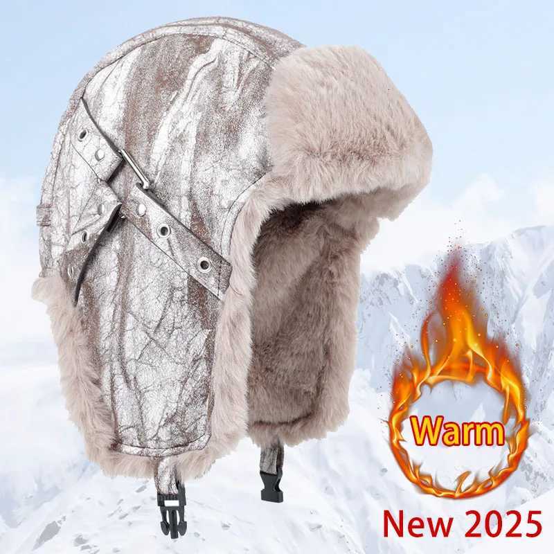 High Quality ather Winter Hat With Earflaps Ushanka 2025 Warm Soft Furry Faux Fur Hats Wen Men Bber Trapper RussianW251023