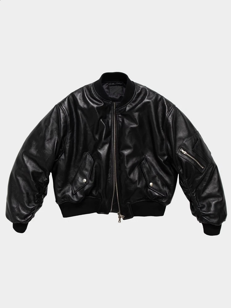 Mauroicardi Autumn Cool Handsome Black Thickened Warm Pu Leather Bomber Jacket Men Zipper y ner American Clothes 251023