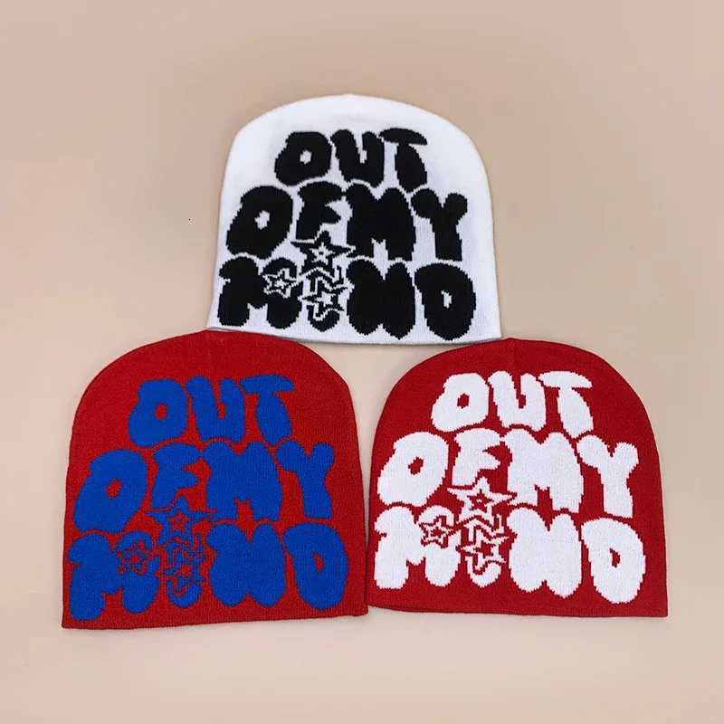 American Street Letter Jacquard Knitted Hats Autumn and Winter New Personal Warm Color Block Versatile Hip Hop Fashion BeaniesXJ251023