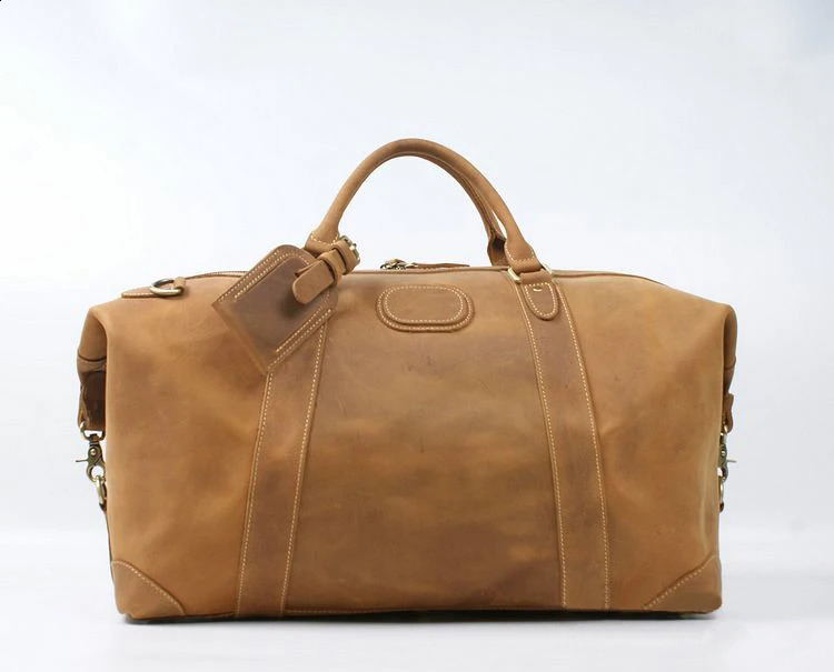 Vintage Crazy Horse Genuine Leather Mens Travel Bag Large Luggage bag Male duffle Overnight Tote Weekend Big M110 251014
