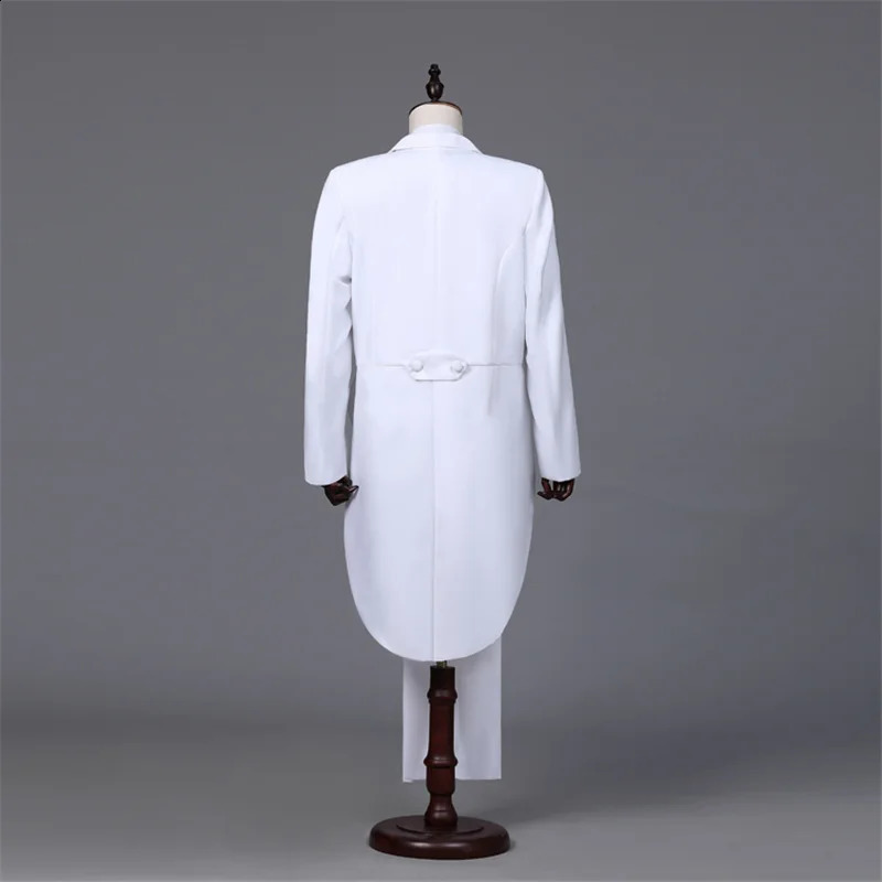 Mens Tailcoat Classic Modern White and Black Basic Style Suit with Singer Magician Stage Jacket Outfits 251023