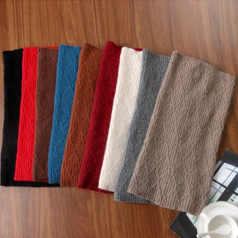 Women 100Wool Ring Scarf Turtleneck False Collar One Loop Neckerchief Knitted Elastic Warm Soft Pattern Fashion Woolen Scarves 251020