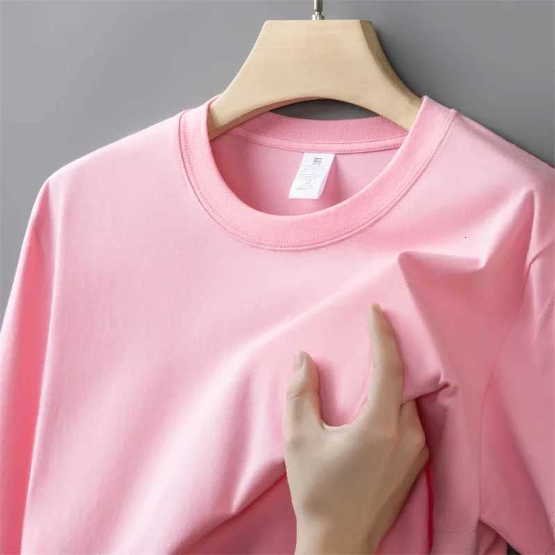230g Mens Oversized Thick Round Neck Tshirt Summer Short Sleeved Tshirt Pure Cotton Solid Color Top Casual Versatile TshirtXJ251023