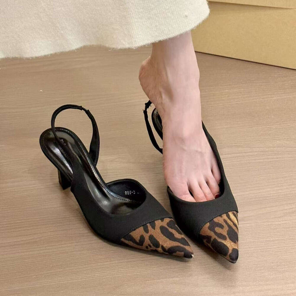 Elegant Designer Shoe Pointed Patchwork Closed Toe Backless Sandals for Women Spring 2025 Korean Style High Heel Single Shoes