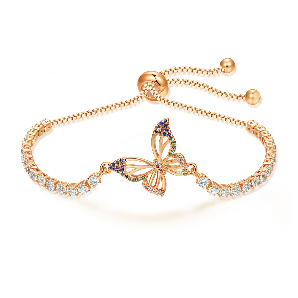 Designer bracelet Fashion Niche Personality Creative Butterfly Bracelet for Women with Zirconia, Adjustable Size Pull Bracelet Trendy Jewelry