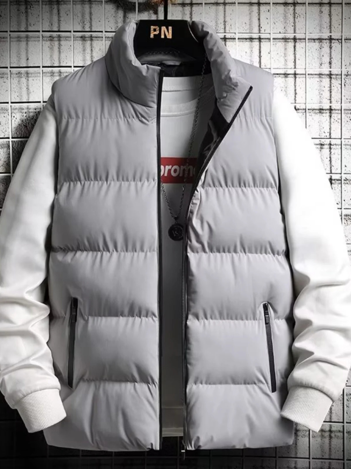 Mens down Vest Thiened Casual Cotton Warm Stand Collar oulder Bared Vest Autumn Winter Sle Faionable Slim Fit 251023