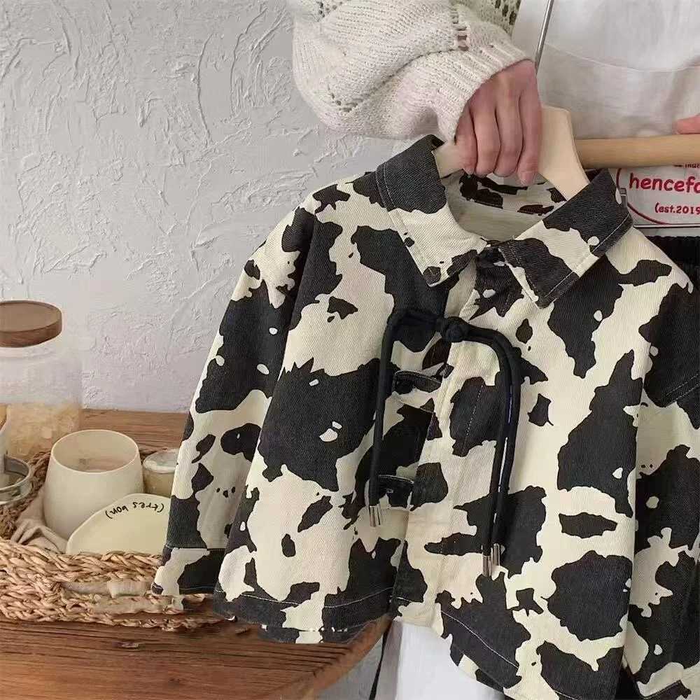 Boys Jackets Cotton Turn Down Collar Toddler Boy Coat Printed Spliced Baby Boy Outerwear Coat Y251023