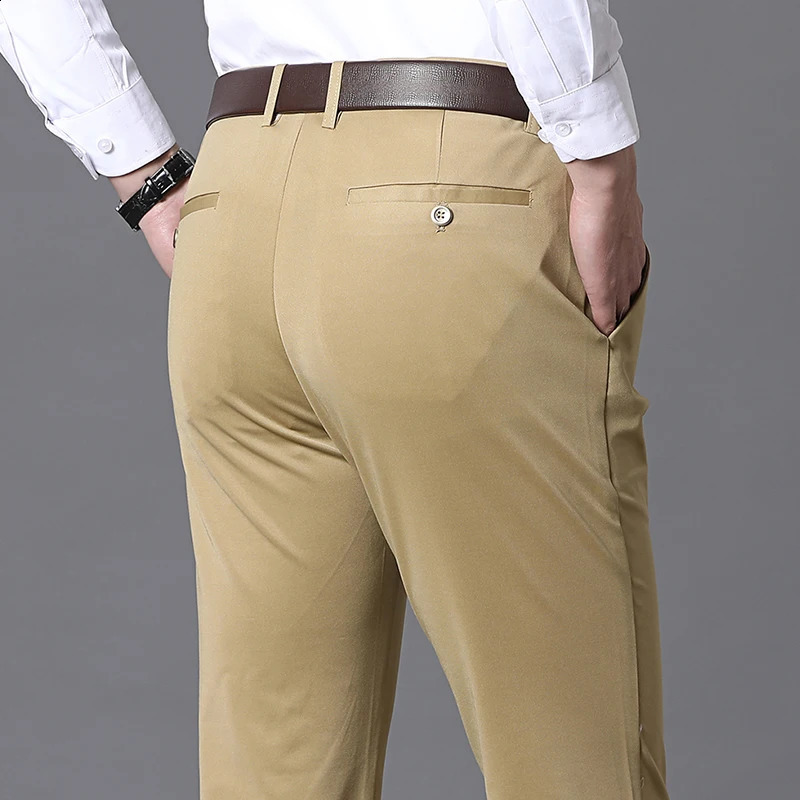 Mens Business Casual Pants Spring Summer Elastic Trousers Office Suit Quick Dry Formal Breathable Comfortable 251023