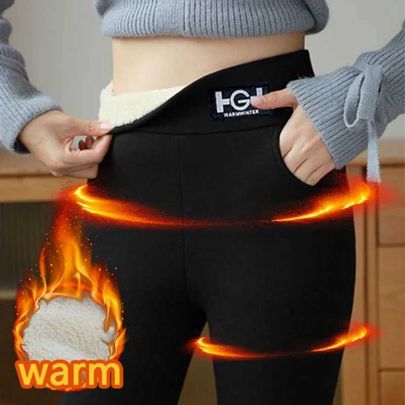Winter Women Leggings Solid Warm Leggings Thicken Lambwool Hight Waist Fleece Keep Butt Lift High Stretchy Walking Pants PocketT251023