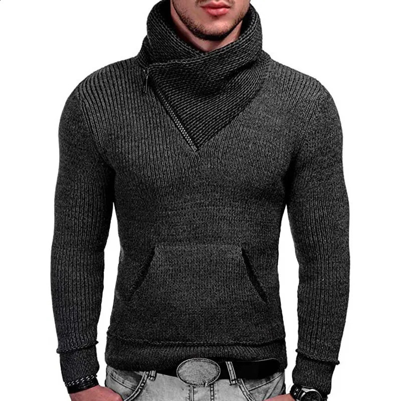 Autumn Winter Mens Sweater Casual Solid Turtleneck Men Sweaters Long Sleeve Knitted Pullover 3XL Slim Jumpers 251016