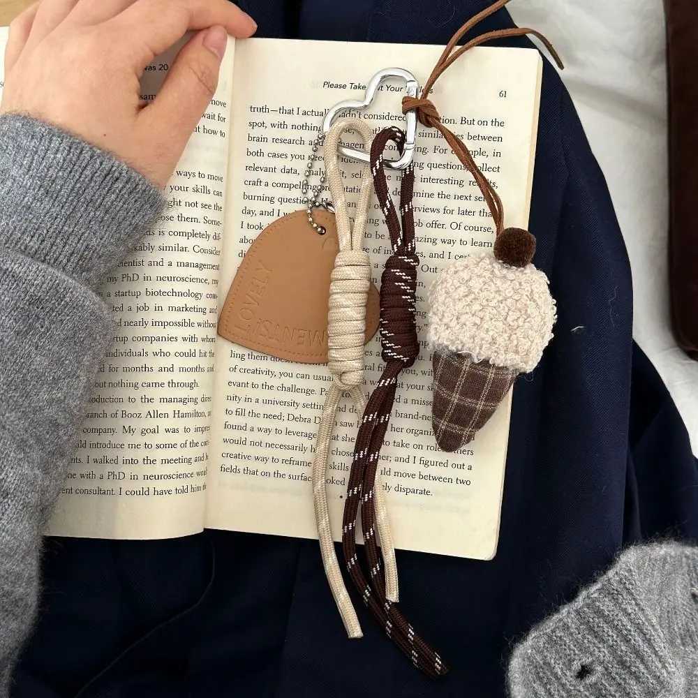 Cute Ins Small Cartoon Bear Pendant Plush Hanging Braided Rope Korean Rope Bag Pendant Keychain Z251023