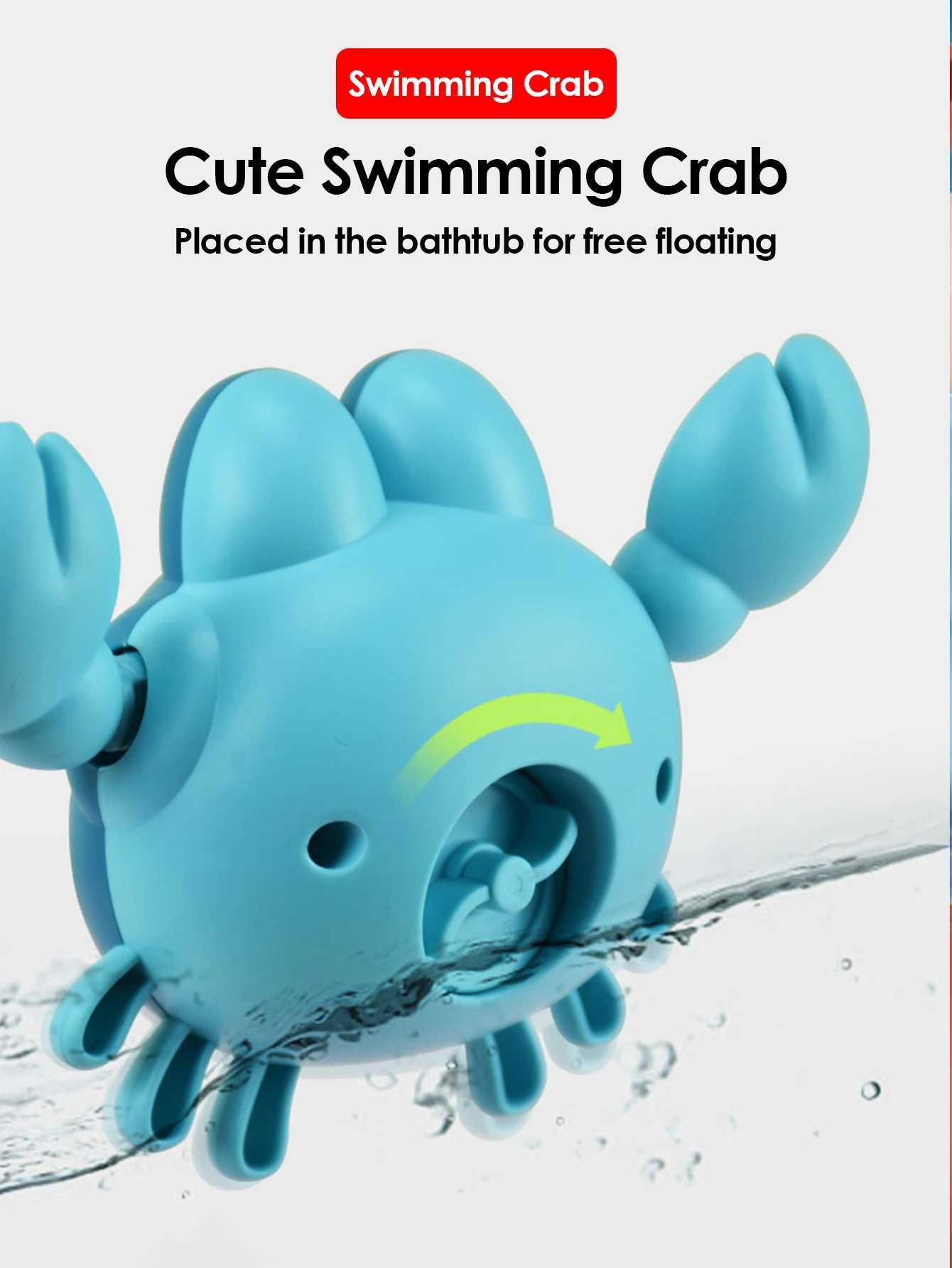 2Pcs Baby Toys Bathing Cartoon Animal Crab Swimming Pool Water Play Game Chain Clockwork Bath Toys For Children J251023
