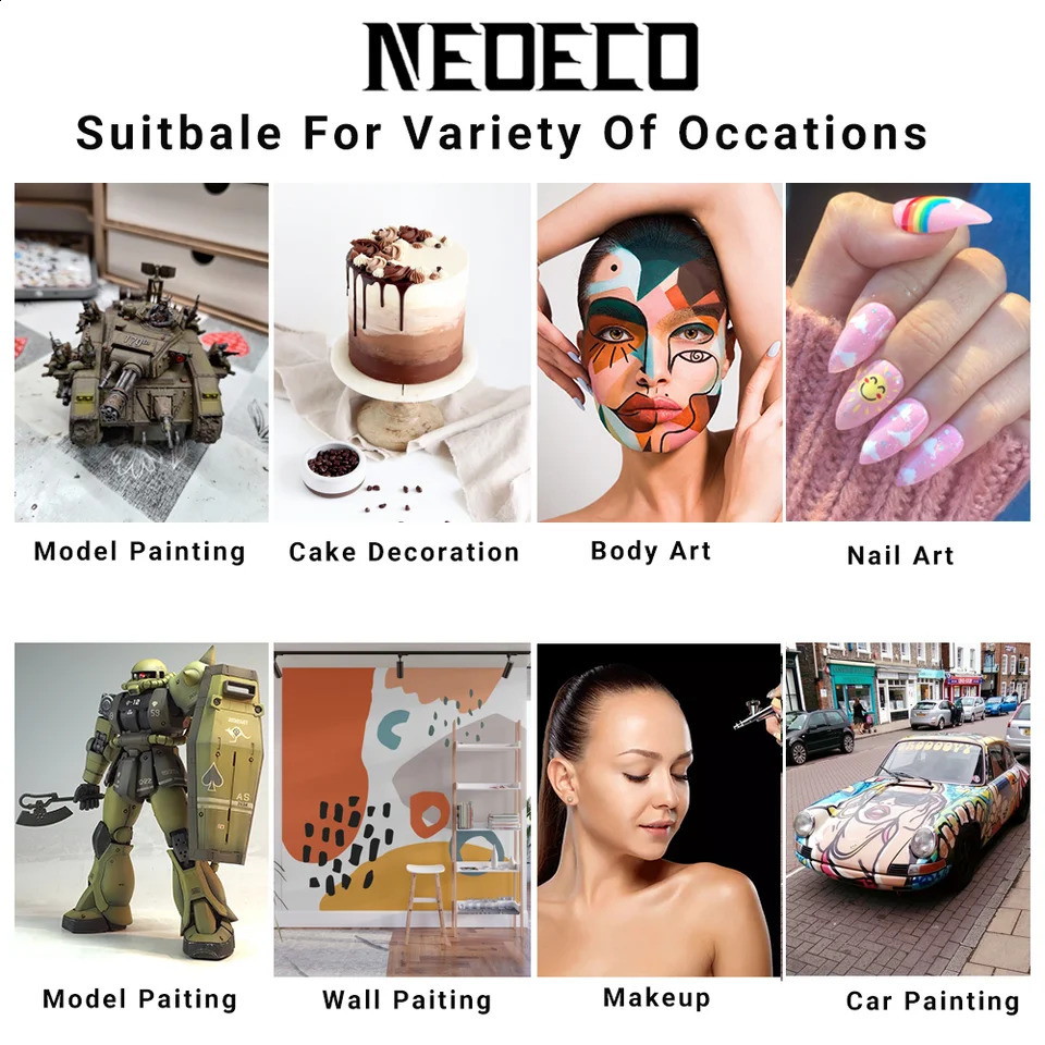 Precision Dual Action Airbrush 6ft Airbrush Hose 020305mm Nozzles Needles for Painting Cake Decorating Model Art Tattoo 251015