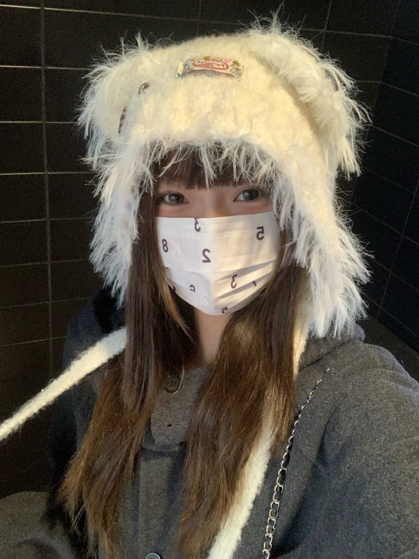 Dopamine Cat Ear Plush Hat For Women Autumn And Winter Knitted Beanie Hat To Protect Braids And Ears Woolly HatXJ251023