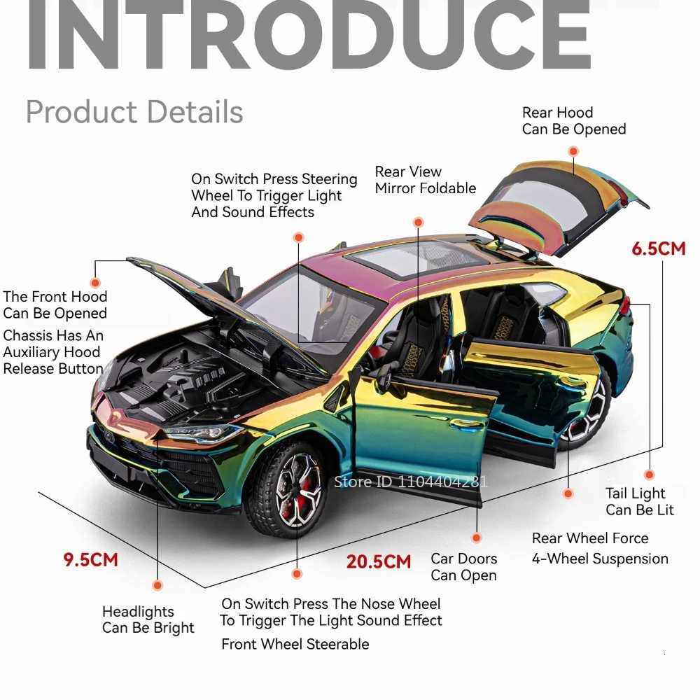 124 Lambor URUS LP770 Diecast Alloy Model Toys Car Doors Opened Sound Light Pull Back Miniature Vehices Fashion Gift for FriendT251023