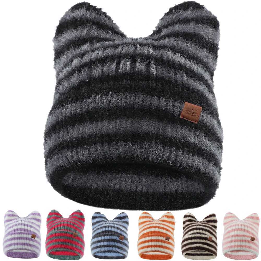 Womens Plush Winter Hat With Fluffy EarsCozy Cat Ear DesignFashion Y2K Beanie For WomenXJ251023