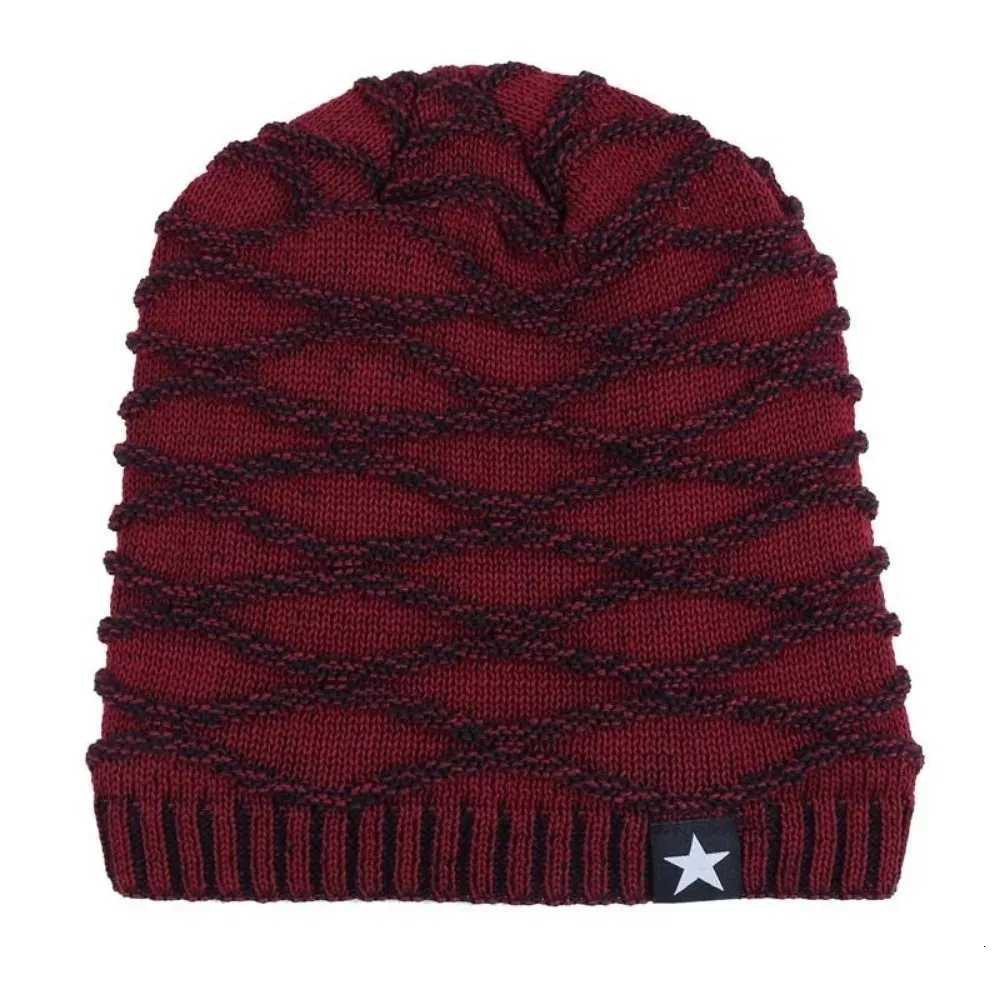 Soft Thickened Fleece Pile Cap Windproof Rhombus Jacquard Cycling Pullover Cap Warm Star Beanies Hat OutdoorXJ251023
